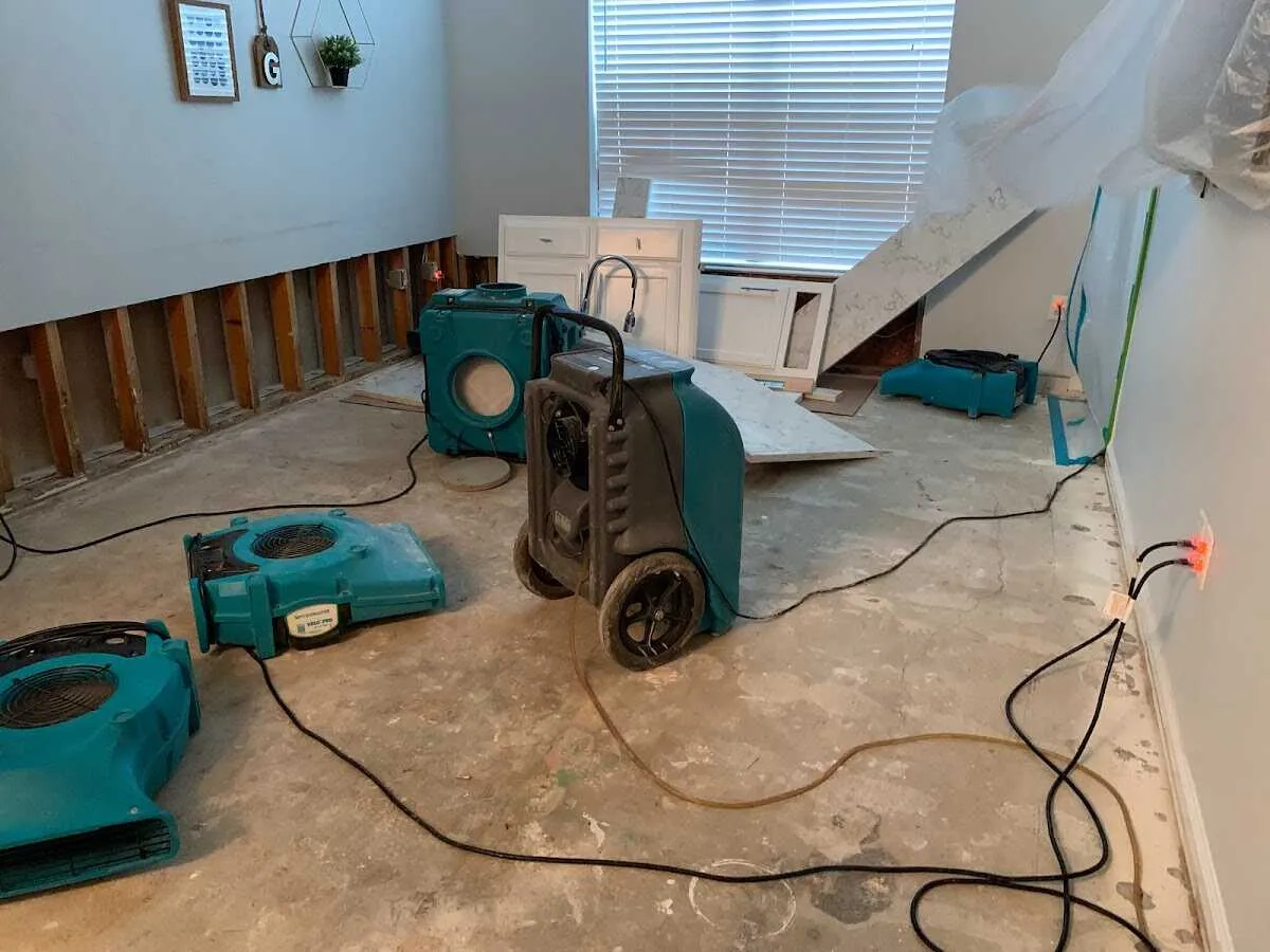 Dehumidifier in flood-cut room for Water Damage Restoration in Elk Grove Village